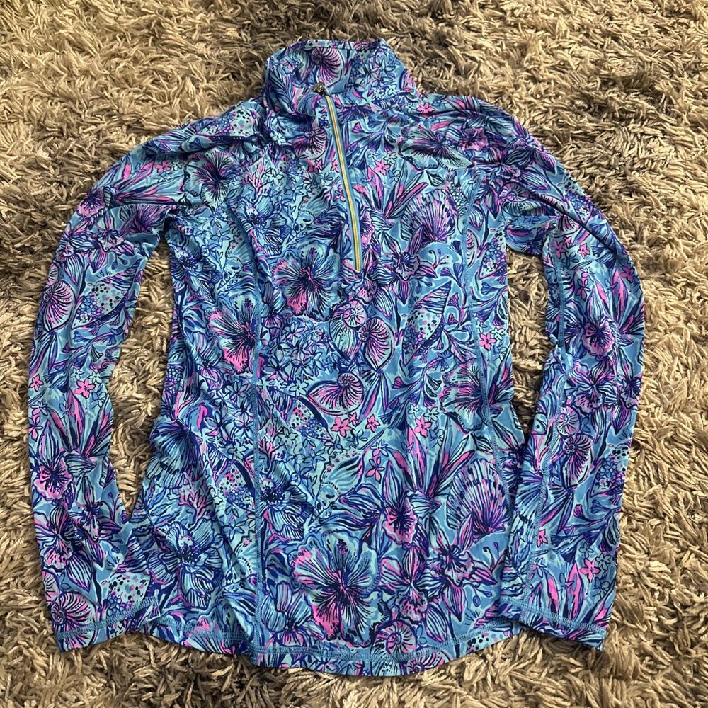 Lilly Pulitzer Luxletic Justine Half Zip Golf Sun Top Shells N Bells Size Small